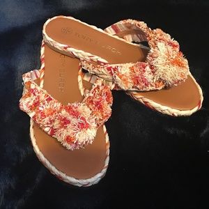 Tory Burch Raffia Sandal red